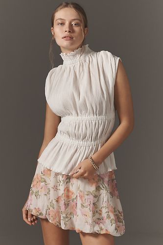 High-Neck Smocked Blouse en White taille: XS - By Anthropologie - Modalova