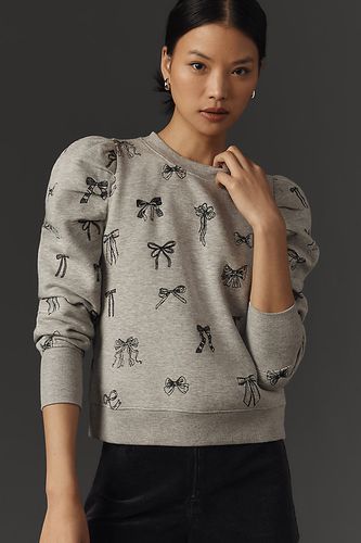 Sweat-shirt Brodé Manches Bouffantes en Grey taille: XS chez Anthropologie - Maeve - Modalova