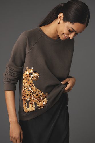 Sweat-shirt graphique guépard en Grey taille: S chez Anthropologie - LouLou Avenue - Modalova