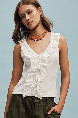 Débardeur à volants et encolure en V en White taille: XS chez Anthropologie - Pilcro - Modalova