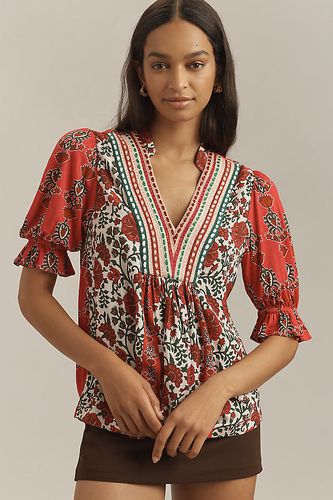 Stephanie V-Neck Babydoll Blouse en Red taille: XS chez Anthropologie - Bl-nk - Modalova