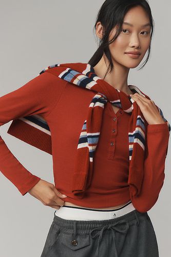 Ribbed Long-Sleeve Henley Top en taille: S chez Anthropologie - Pilcro - Modalova