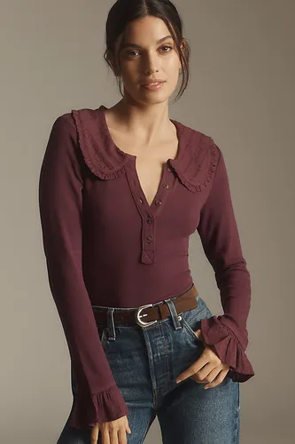 The Keira Collared Button-Front Blouse by : Long-Sleeve Edition en Purple taille: XS chez Anthropologie - Pilcro - Modalova