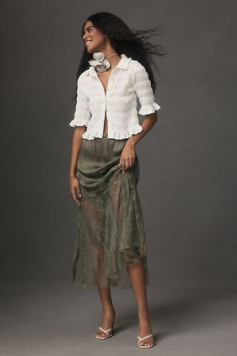 Haut boutonné à volants en taille: XS PETITE chez Anthropologie - Maeve - Modalova