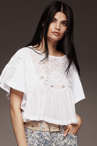 Short-Sleeve Embellished Swing Top en White taille: XS chez Anthropologie - Maeve - Modalova