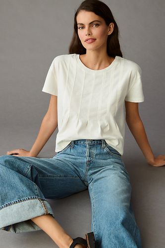 T-shirt évasé en coton plissé en White taille: XL chez Anthropologie - Pilcro - Modalova