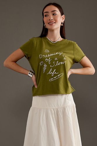 T-shirt graphique rêvant d'une vie lente en Green taille: XS chez Anthropologie - Phthalo Ruth - Modalova