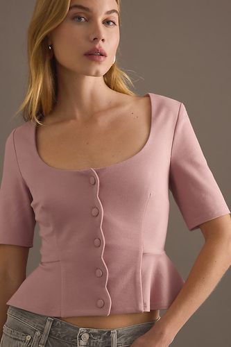 Haut péplum à manches courtes et à bords festonnés en taille: S - By Anthropologie - Modalova