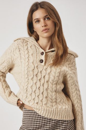 Pull en mélange de laine avec col à boutons en Beige taille: M chez Anthropologie - Maeve - Modalova