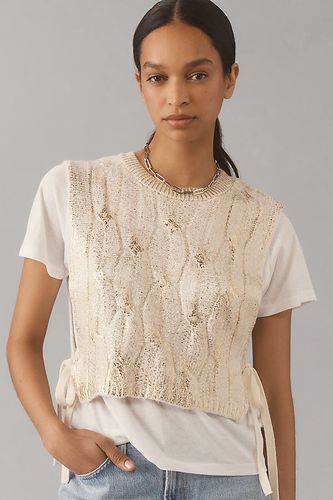 Pull Twofer Maille Câble Manches Courtes en Gold taille: XS chez Anthropologie - Pilcro - Modalova