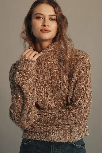 Pull à col roulé en maille câblée brillante en taille: XS chez Anthropologie - Pilcro - Modalova