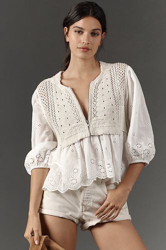 Gilet en maille demi-zip Blouse à aillets en White taille: M - By Anthropologie - Modalova