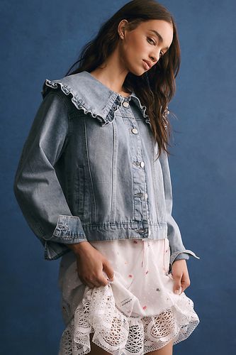 Veste en jean à col Peter Pan en Blue, taille: M chez Anthropologie - MABLE - Modalova