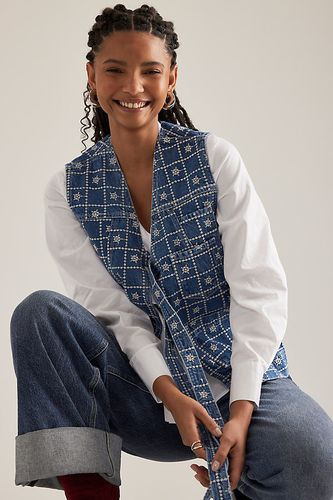 Gilet en Denim Broderie en Blue taille: Uk 6 chez Anthropologie - Damson Madder - Modalova