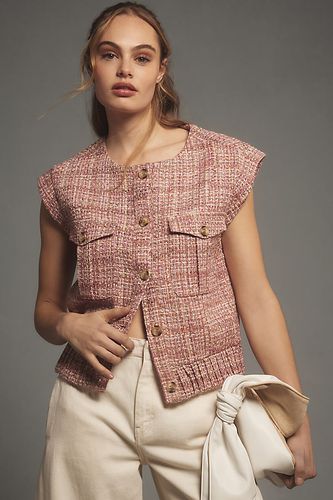 Veste à épaules allongées sans manches en tweed boutonnée sur le devant en Pink taille: M chez Anthropologie - Maeve - Modalova