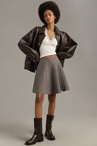 Mini Jupe en Maille Festonnée en Grey taille: XS chez Anthropologie - Sunday in Brooklyn - Modalova