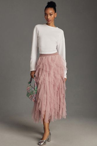 Jupe midi en tulle à volants The Chéri par Anthropologie par en Pink taille: XS - By Anthropologie - Modalova