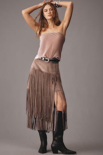 X Anthropologie Faux-Suede Fringe Midi Skirt en taille: L - Mare Mare - Modalova