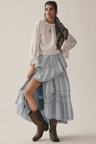 Jupe mi-longue à volants asymétriques en Blue taille: XS chez Anthropologie - Pilcro - Modalova