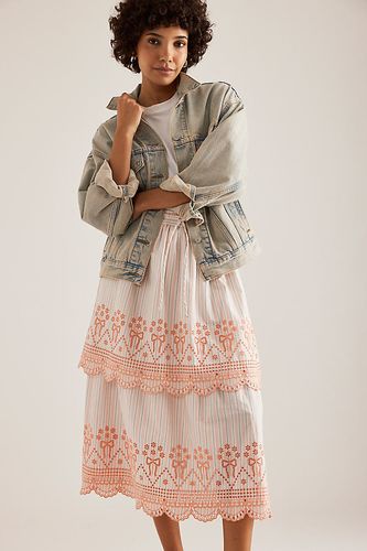 Cosette Bow Tiered Midi Skirt en Orange taille: Uk 6 chez Anthropologie - Damson Madder - Modalova
