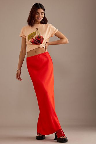 Satin Bias Maxi Slip Skirt en Red taille: Uk 6 chez - Anthropologie - Modalova