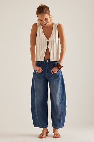 The Kenna Mid-Rise Heritage Barrel Jeans by : Denim-Knit Edition en Blue, taille: 23 chez Anthropologie - Pilcro - Modalova