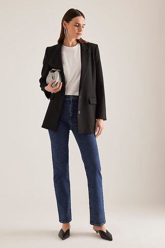 Le Jeans Slim Taille Haute The Ruler en Blue, taille: 25 chez Anthropologie - FRAME - Modalova