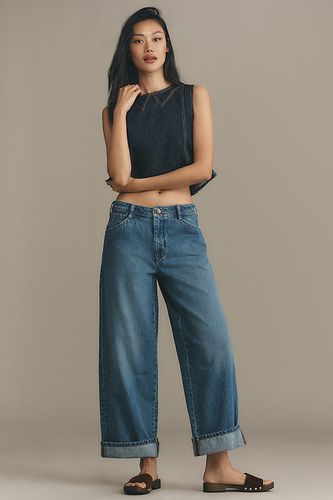 Mid-Rise Slouchy Wide-Leg Cuffed Jeans en Blue, taille: 23 chez Anthropologie - Pilcro - Modalova
