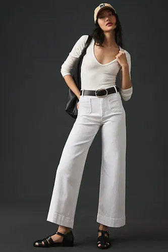 Le Jean Évasé Raccourci en Denim Colette par Maeve par en White, taille: 25 chez Anthropologie - The Colette Collection by Maeve - Modalova
