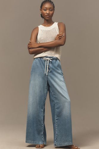 Drawstring Pull-On Wide-Leg Jeans en Blue, taille: M chez Anthropologie - Pilcro - Modalova