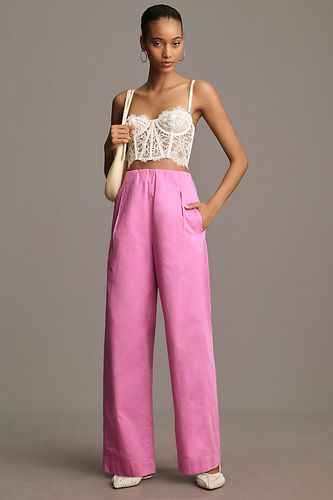 Pantalon en popeline à enfiler coupe arrondie en Pink, taille: L chez Anthropologie - Maeve - Modalova