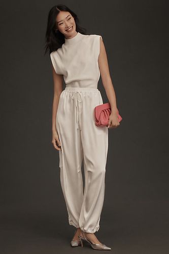 Pantalon parachute soyeux avec cordon de serrage en White taille: S chez Anthropologie - Maeve - Modalova