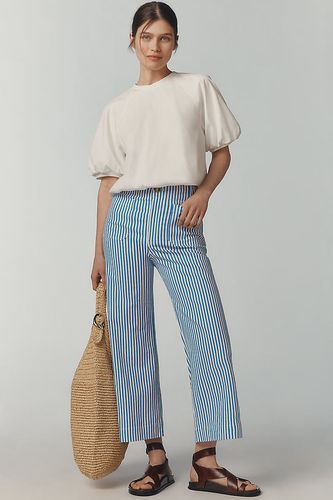 The Colette Cropped Wide-Leg Trousers by Maeve: Printed Linen Edition par en Blue taille: 33 chez Anthropologie - The Colette Collection by Maeve - Modalova