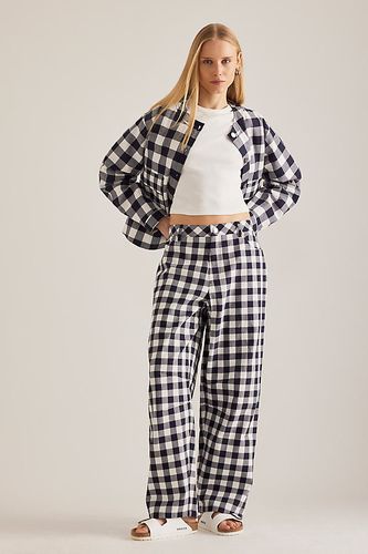 Pantalon Barrel à Carreaux Ned en Blue taille: Uk 8 chez Anthropologie - ALIGNE - Modalova