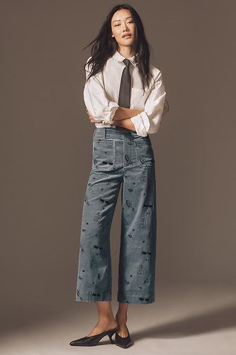 Le Pantalon Large Court en Velours Côtelé Colette par Maeve: Édition Icône Brodée par en taille: 24 chez Anthropologie - The Colette Collection by Maeve - Modalova