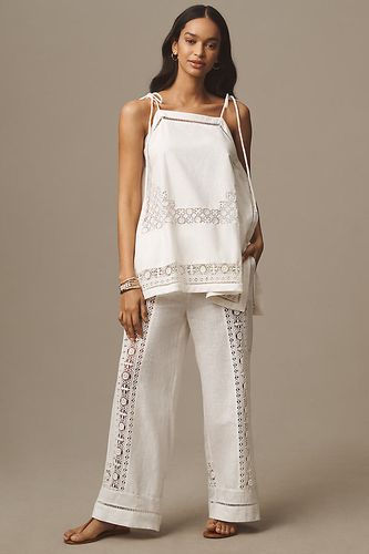 Linen Lace Pull-On Trousers en White taille: XS - By Anthropologie - Modalova