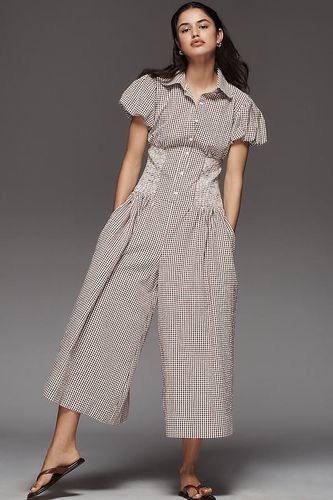 Puff-Sleeve Smocked Wide-Leg Jumpsuit, taille: XS chez Anthropologie - Maeve - Modalova