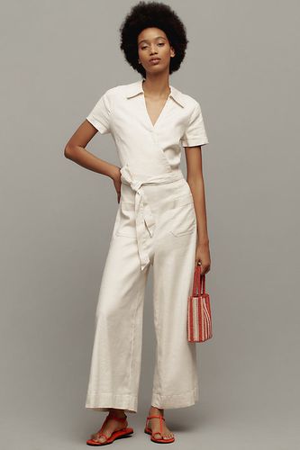 Combinaison portefeuille style jupe-culotte à manches courtes en White, taille: Uk 10 chez Anthropologie - Maeve - Modalova