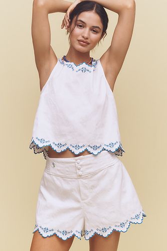Short Bloomer Brodé à Ourlet Festonné en White, taille: S chez Anthropologie - Maeve - Modalova