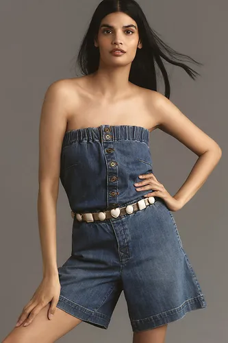 Combinaison en jean sans bretelles en Blue, taille: XS chez Anthropologie - Pilcro - Modalova