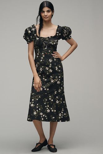 Linen Blend Puff-Sleeve Sweetheart Midi Dress taille: XS chez Anthropologie - Maeve - Modalova