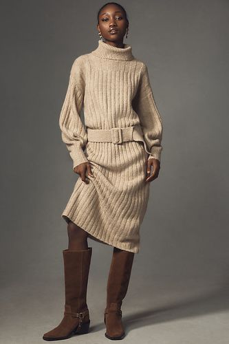 Robe Pull Mi-Longue à Col Roulé et Ceinture Manches Longues en Beige taille: S - By Anthropologie - Modalova