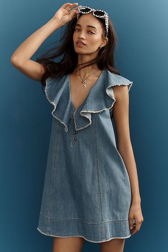 Robe courte à volants et col en V en taille: XS chez Anthropologie - Pilcro - Modalova