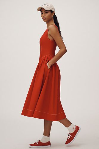 High-Neck Seamed Midi Dress en Red taille: 1 X - By Anthropologie - Modalova