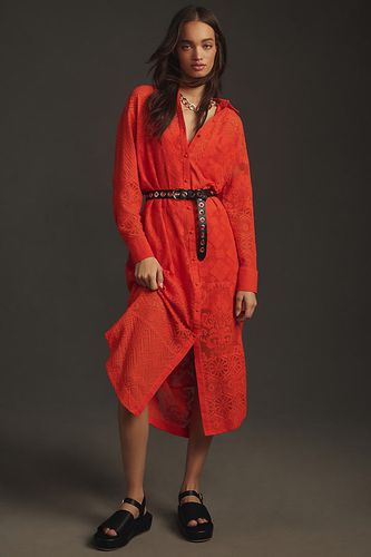 Robe chemise à col et manches longues en Orange taille: XS chez Anthropologie - Maeve - Modalova