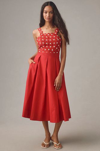 Robe mi-longue popeline Crochet Halter en Red, taille: Uk 8 chez Anthropologie - Maeve - Modalova