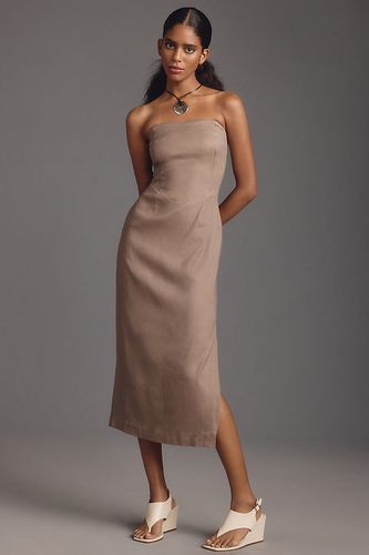 Robe midi en lin sans bretelles en Beige taille: XL - Par Anthropologie - Modalova