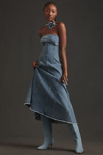 Robe midi évasée sans bretelles Icon en Blue, taille: S chez Anthropologie - Pilcro - Modalova