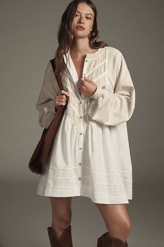 Robe Mini Twofer Boutonnée Manches Longues en Beige taille: 7 chez Anthropologie - Pilcro - Modalova