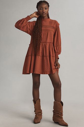 Robe Courte Trapèze Col Montant Manches Longues en Orange taille: 7 chez Anthropologie - Pilcro - Modalova